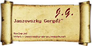 Jaszovszky Gergő névjegykártya